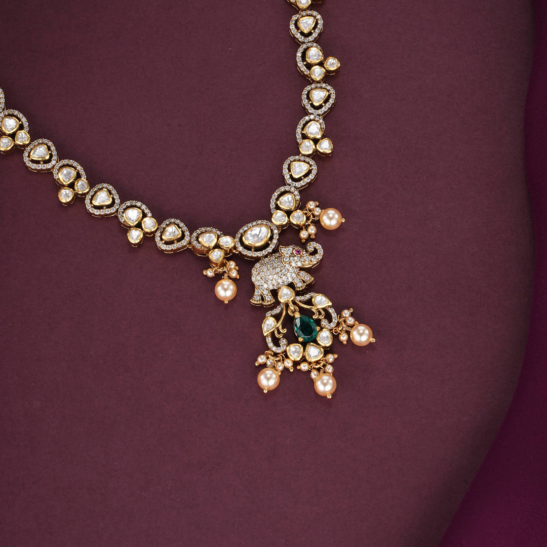 Aarohi Moissanite Short Necklace Set