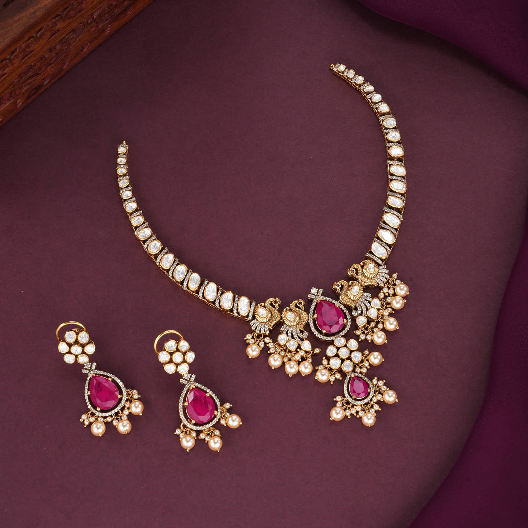 Auranika Moissanite Short Necklace Set