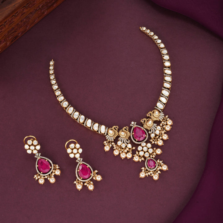 Auranika Moissanite Short Necklace Set