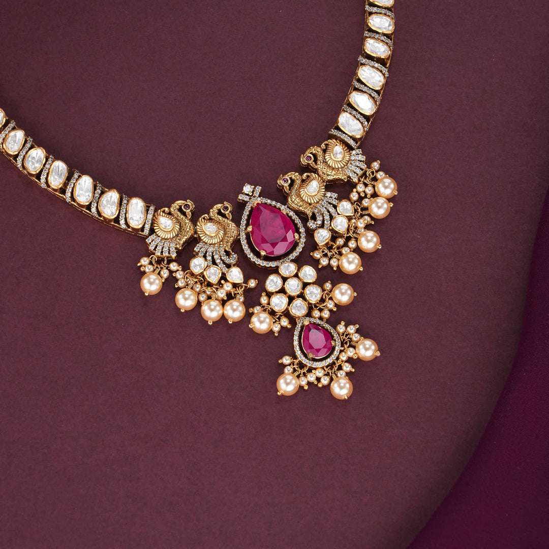 Auranika Moissanite Short Necklace Set