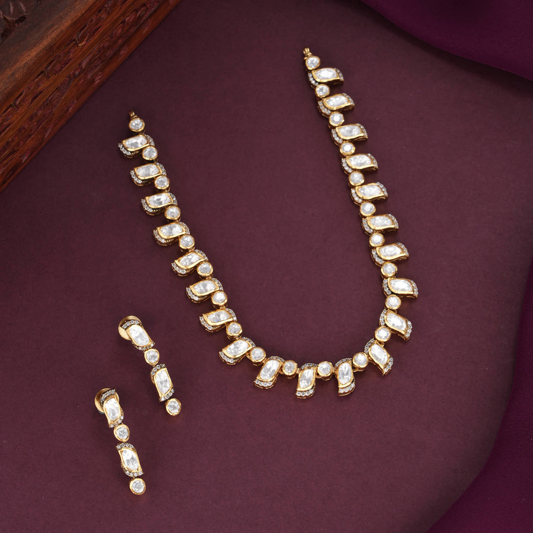 Hrithika Moissanite Short Necklace Set