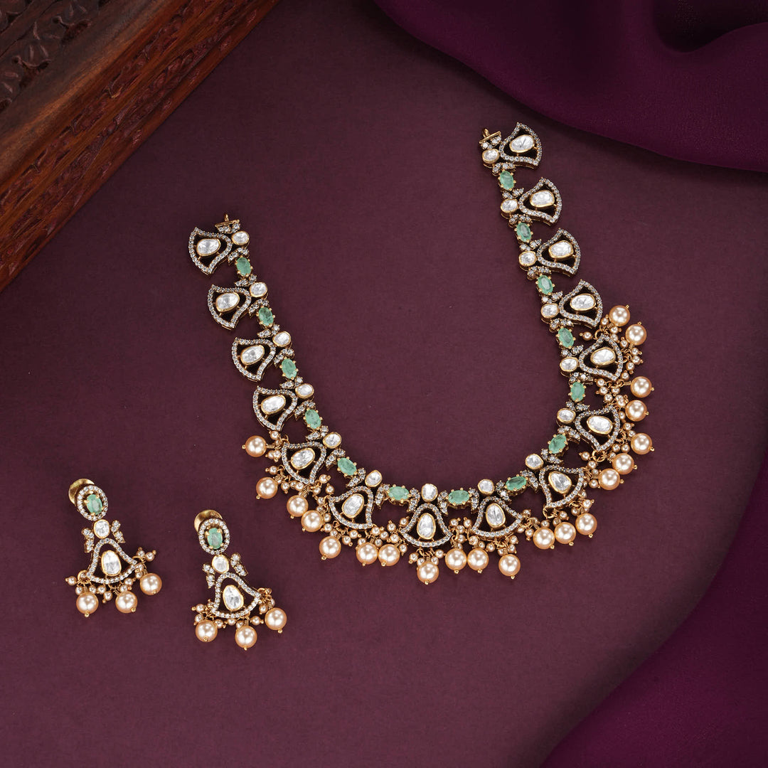 Yashikaa Moissanite Short Necklace Set