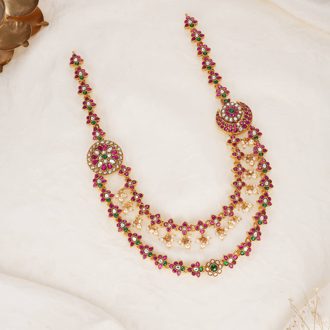 Layer Charm Kundan Long Necklace