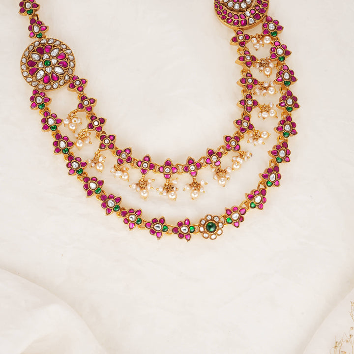 Layer Charm Kundan Long Necklace