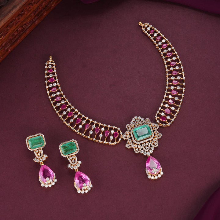 Trendy Glow Moissanite Short Necklace Set