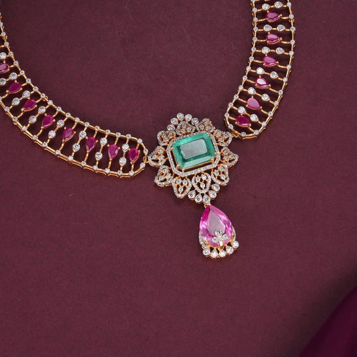 Trendy Glow Moissanite Short Necklace Set