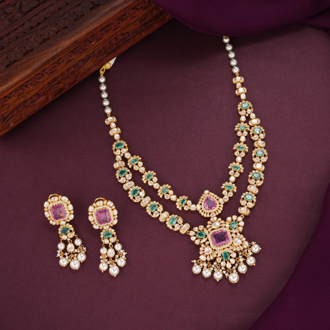 Deethikaa Moissanite Short Necklace Set