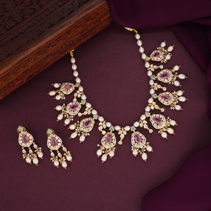 Ashmikaa Moissanite Short Necklace Set