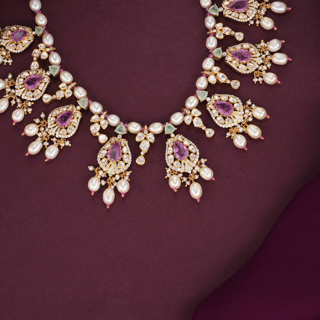 Ashmikaa Moissanite Short Necklace Set