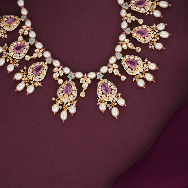 Ashmikaa Moissanite Short Necklace Set