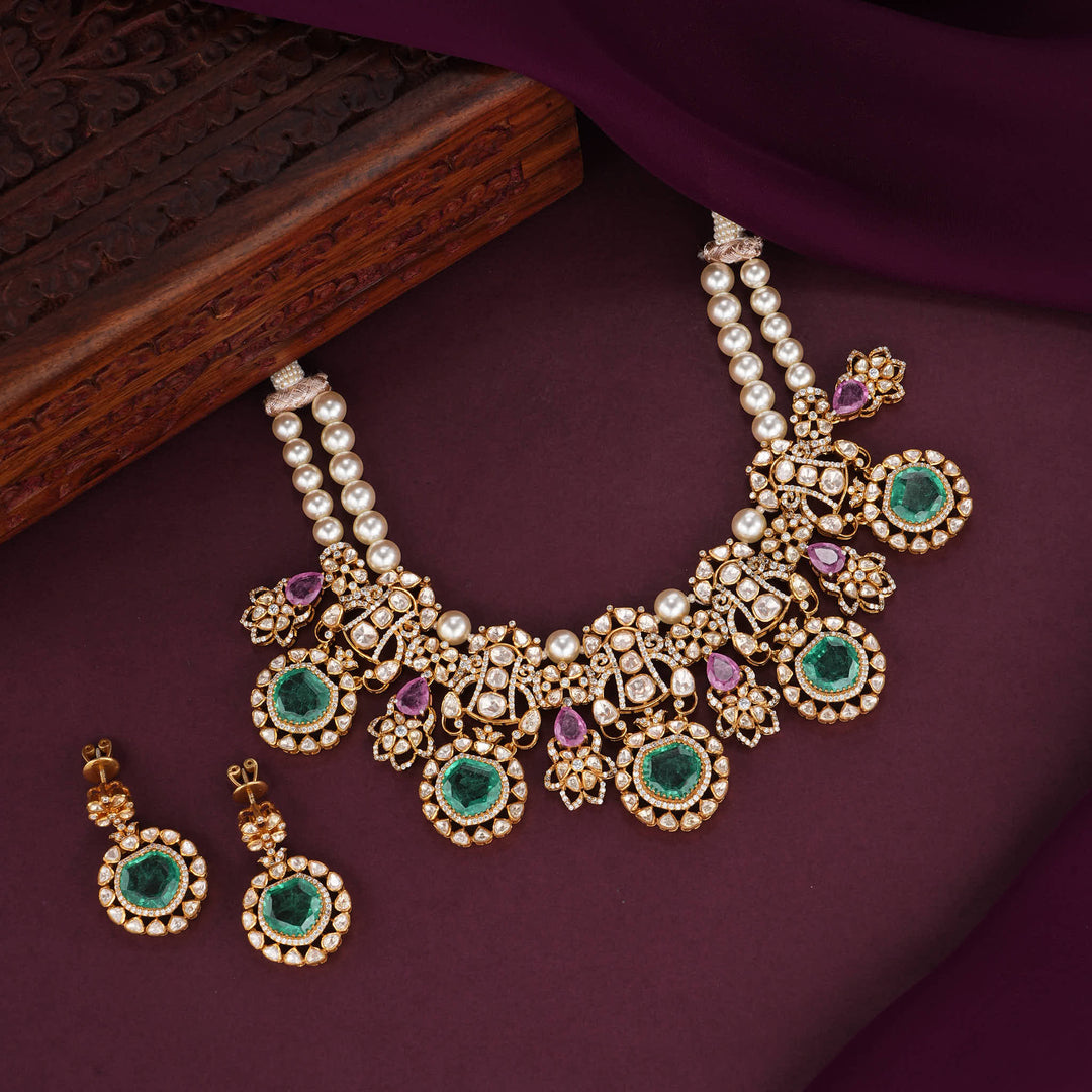 Grand Look Moissanite Short Necklace Set