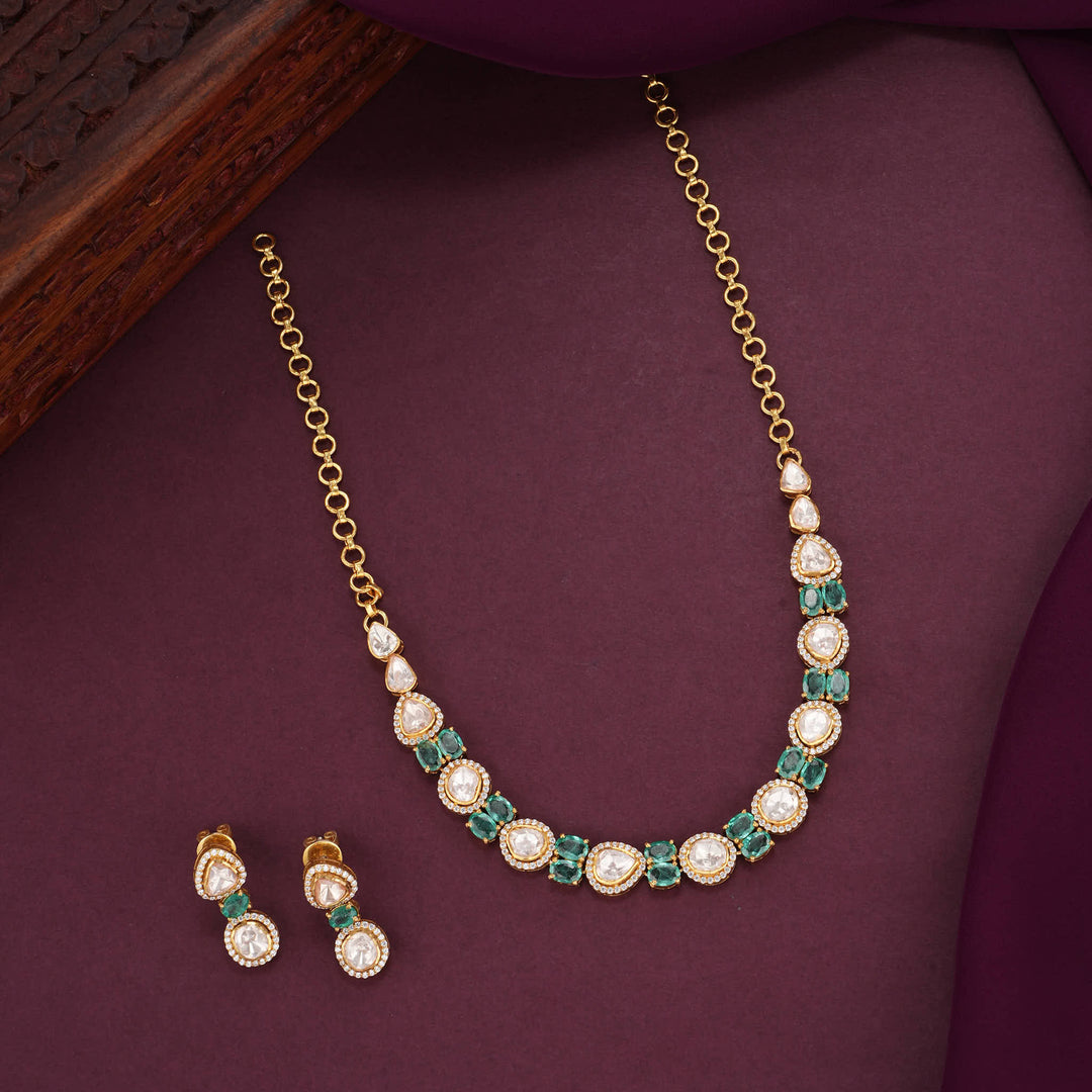 Vinthikaa Moissanite Short Necklace Set