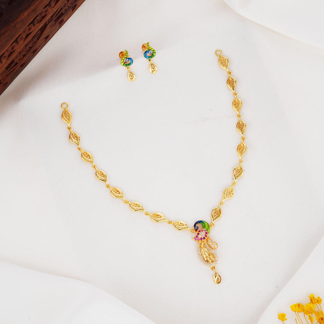 Peacock 3D Spl Short Necklace Set