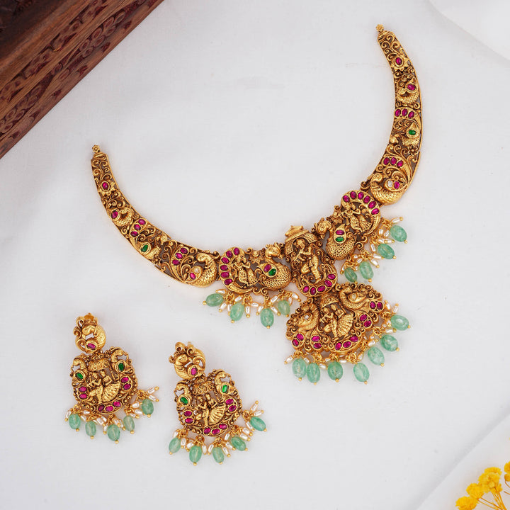 Temple Worthy 3D Spl Short Necklace Set