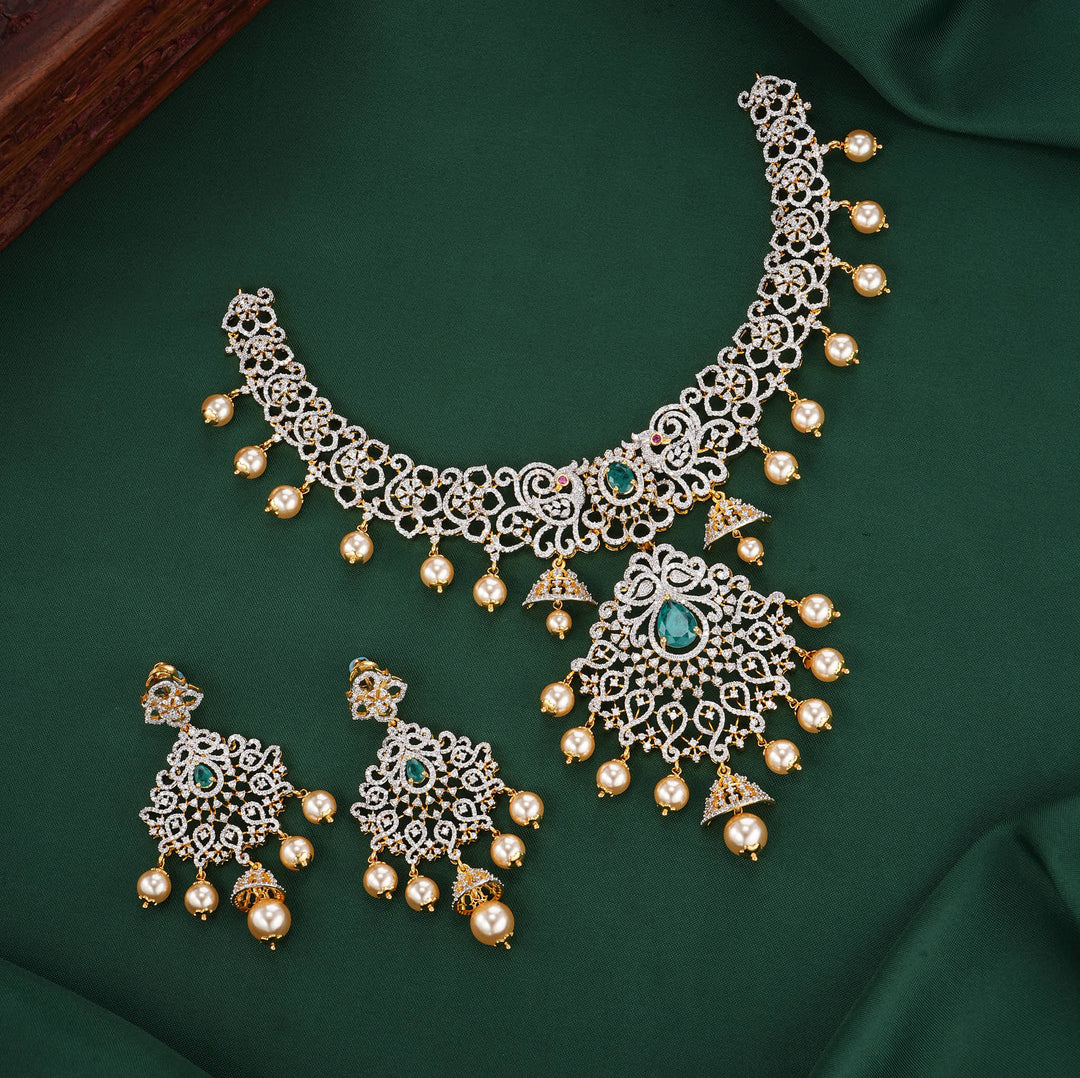 Dazzling  Diamond Design Necklace Set