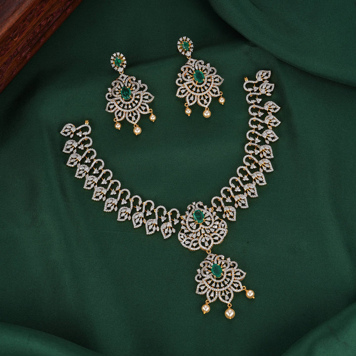 Zelavelle Diamond Design Necklace Set