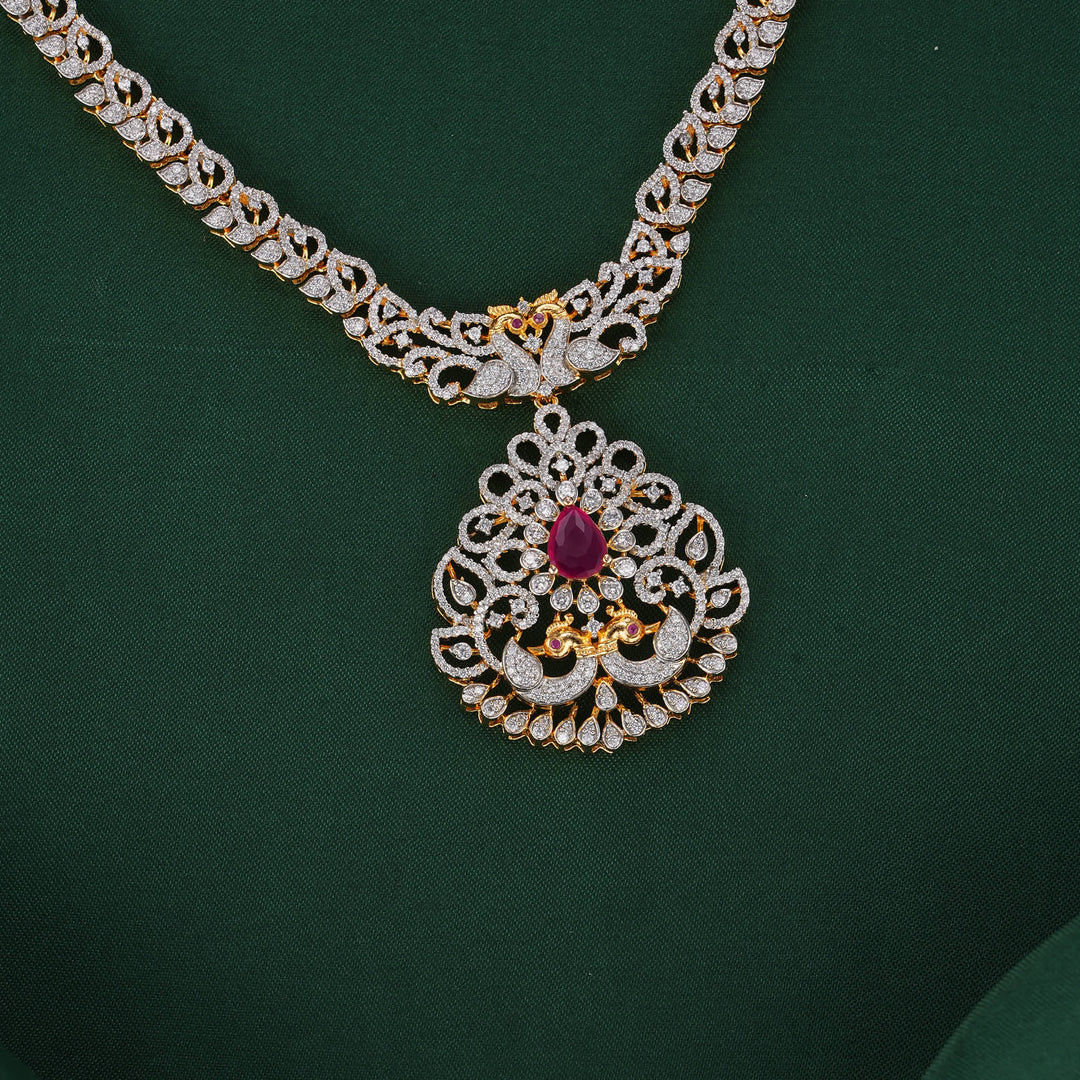 Gracious Diamond Design Long Necklace
