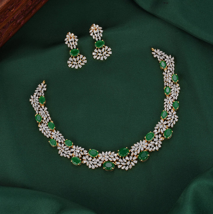 Crystal Cascade Diamond Design Necklace Set