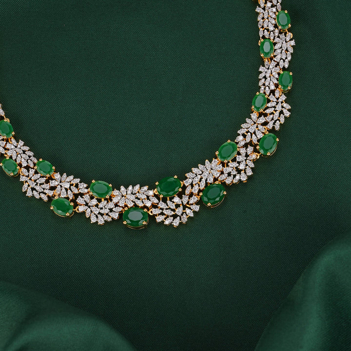 Crystal Cascade Diamond Design Necklace Set