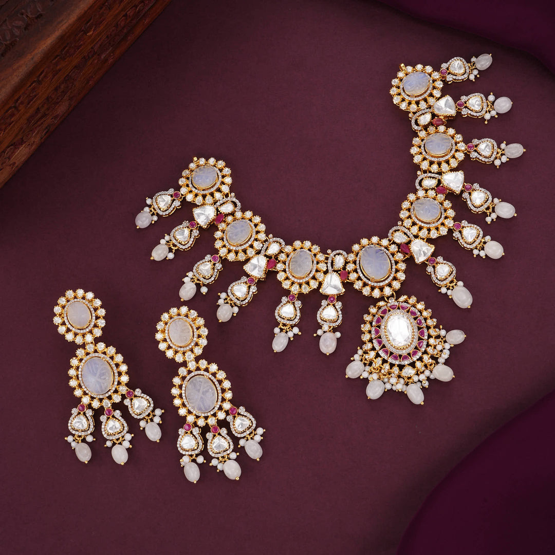 Charm and Attractive Moissanite Short Necklace Set