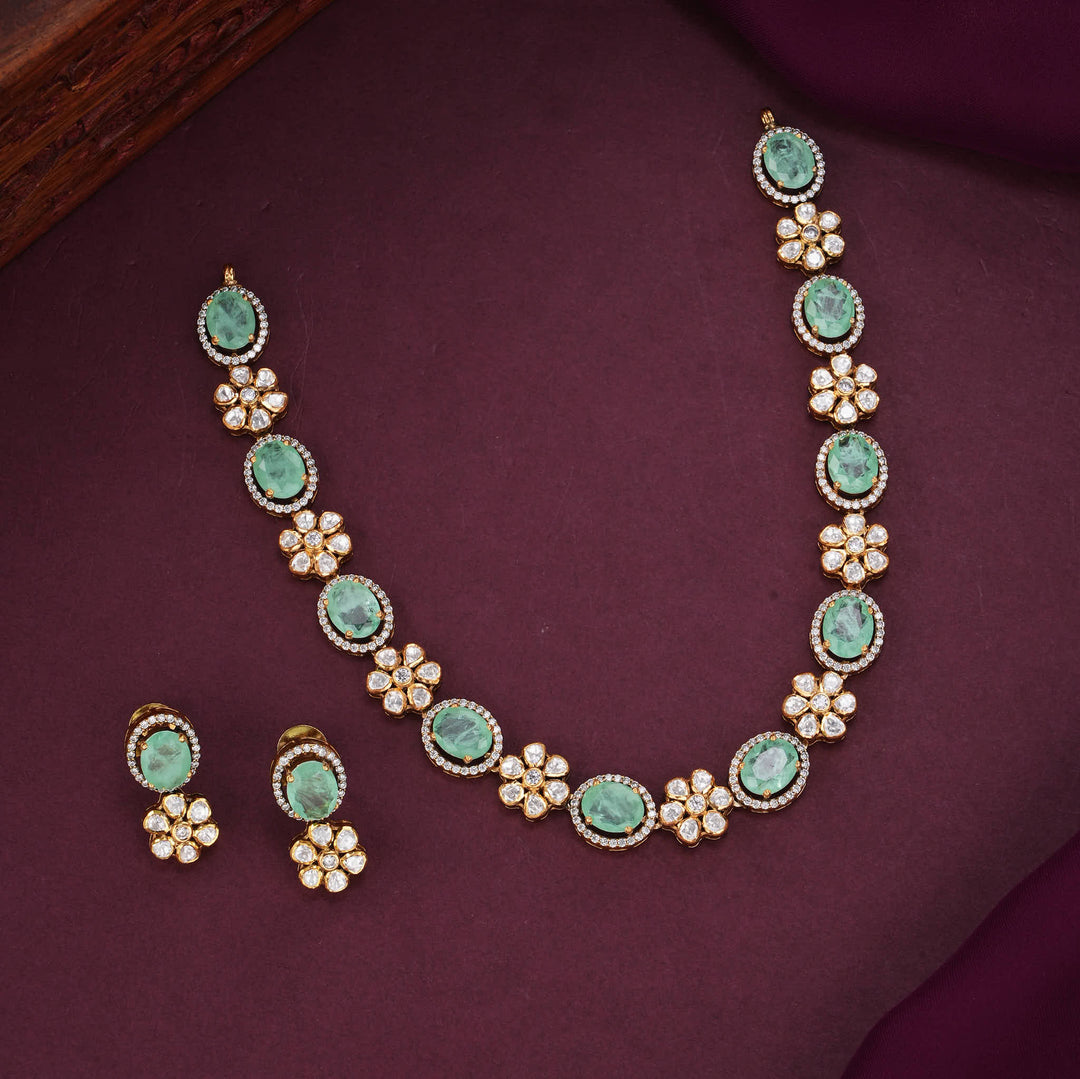 Floral Union  Moissanite Short Necklace Set
