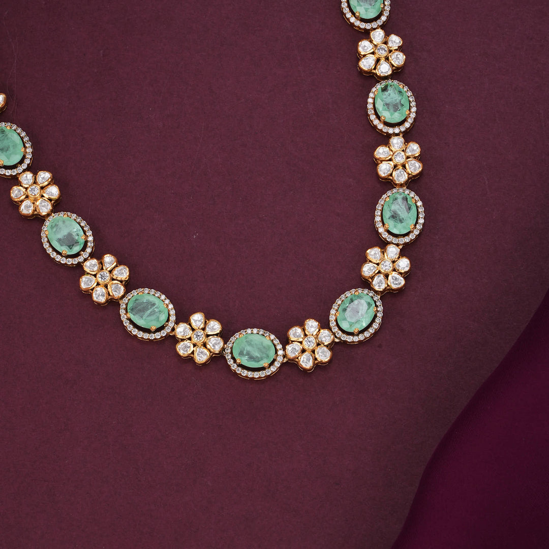 Floral Union  Moissanite Short Necklace Set