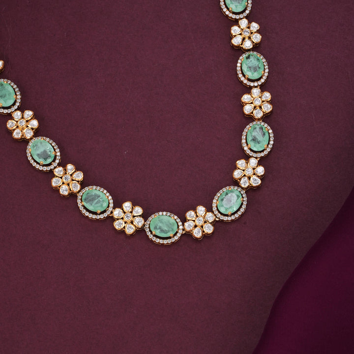 Floral Union  Moissanite Short Necklace Set