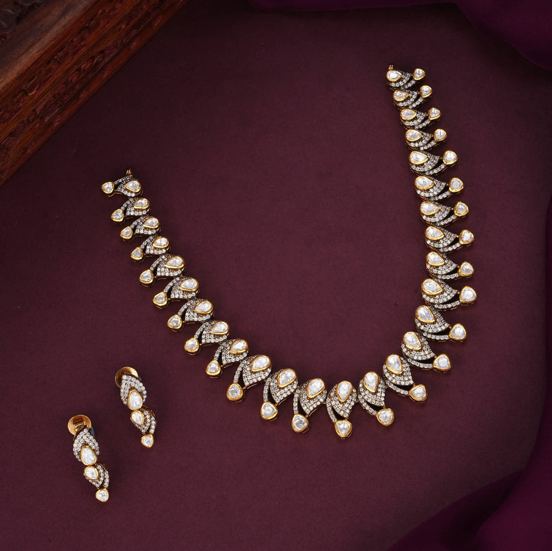 Crafted Elegance Moissanite Short Necklace Set