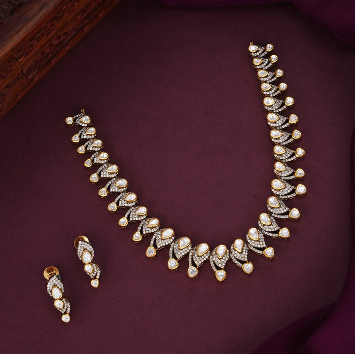 Crafted Elegance Moissanite Short Necklace Set