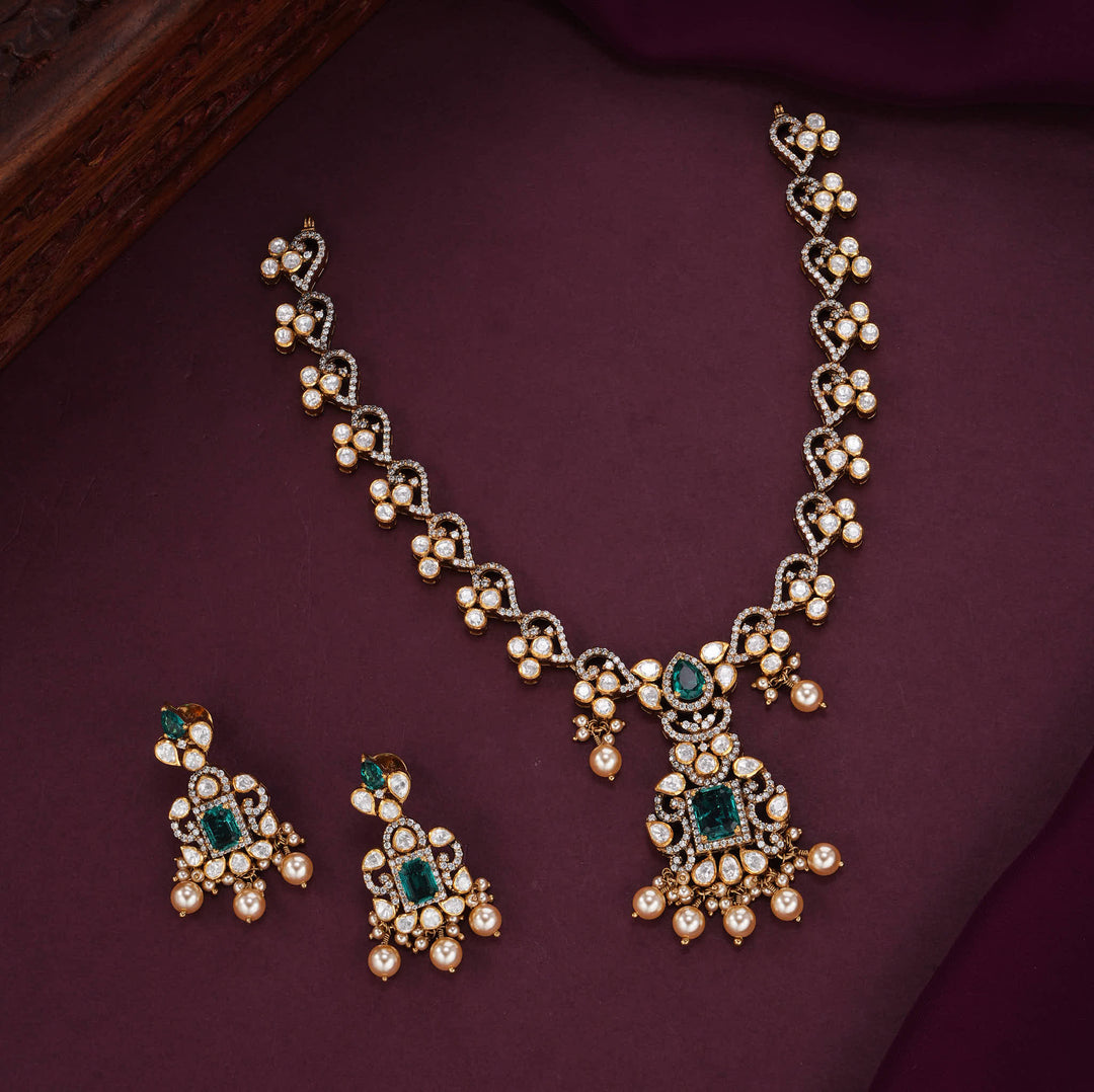 Gracious Moissanite Short Necklace Set