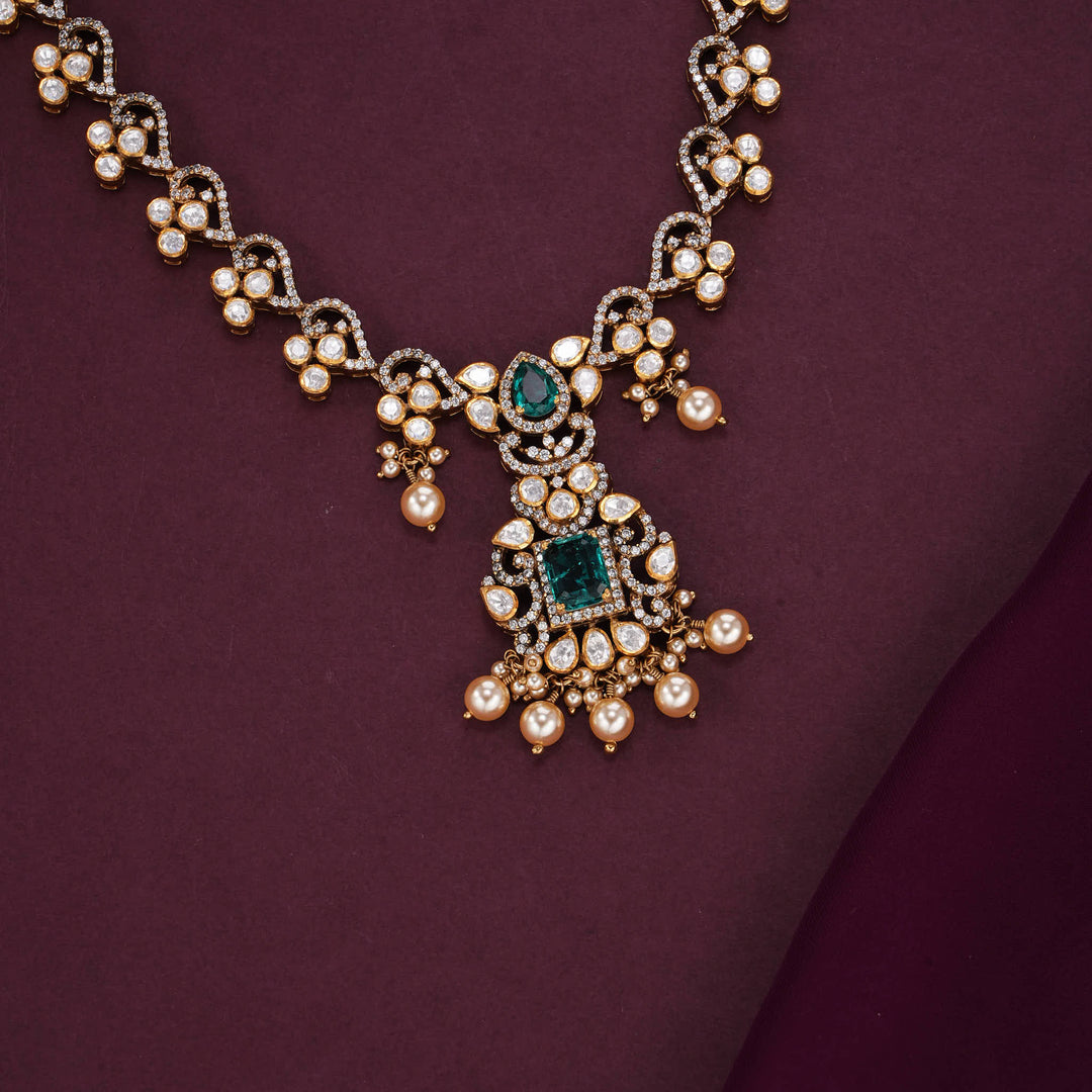 Gracious Moissanite Short Necklace Set
