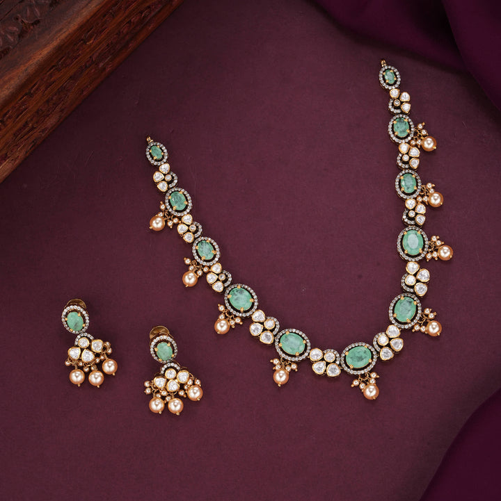 Ornate Elegance Moissanite Short Necklace Set
