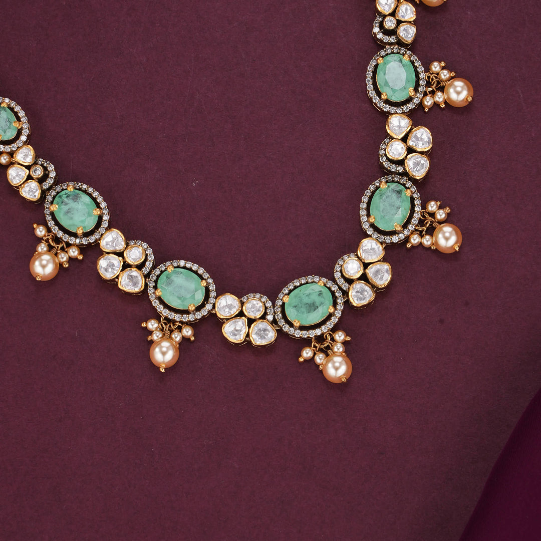 Ornate Elegance Moissanite Short Necklace Set