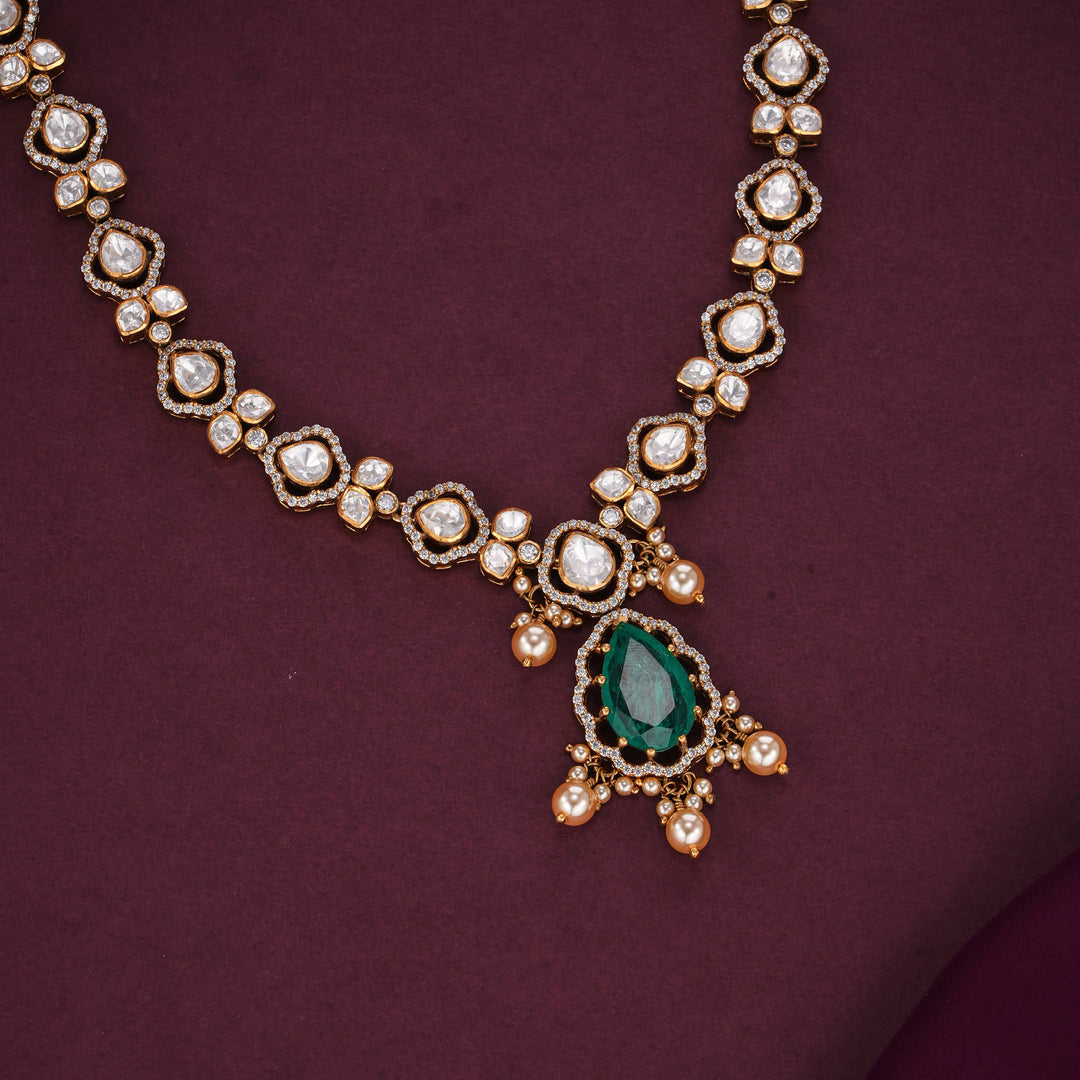 Shining Craft Moissanite Short Necklace Set