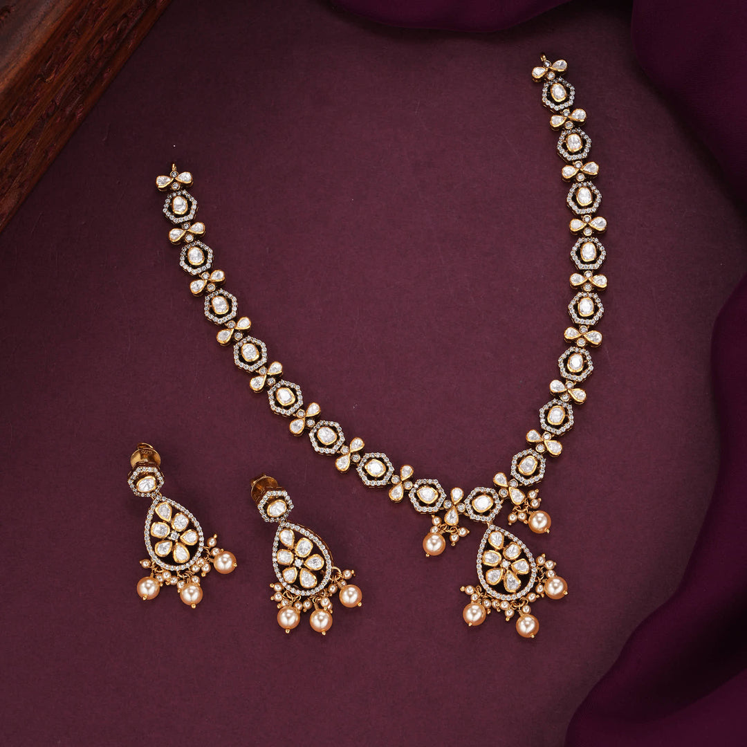 Finely Crafted Moissanite Short Necklace Set
