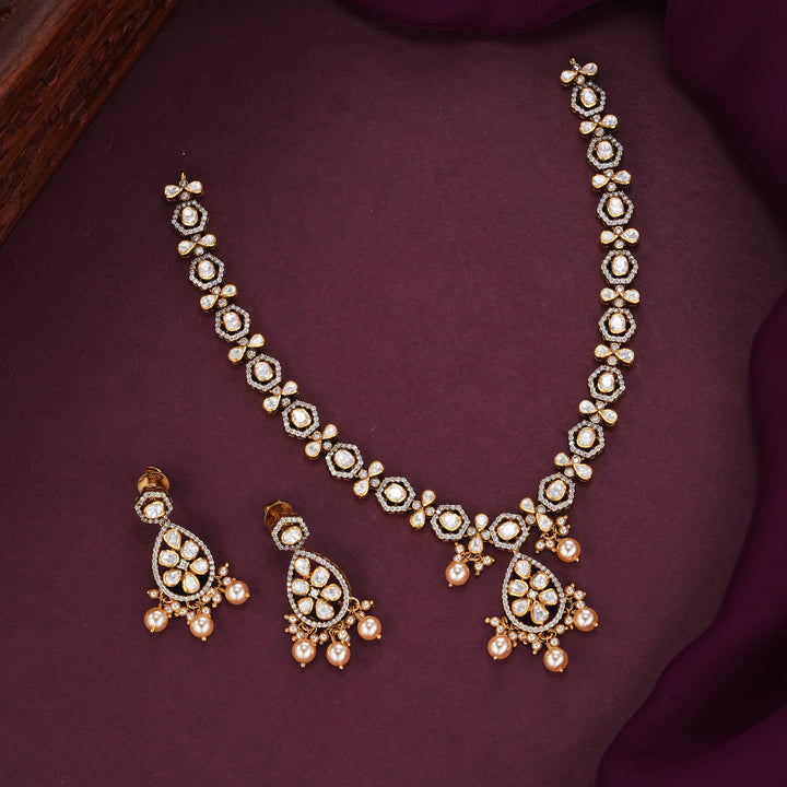 Finely Crafted Moissanite Short Necklace Set