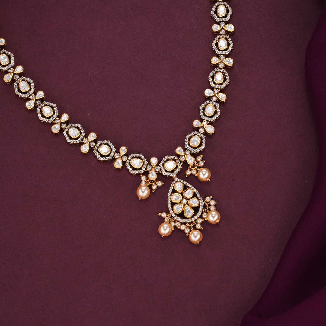 Finely Crafted Moissanite Short Necklace Set