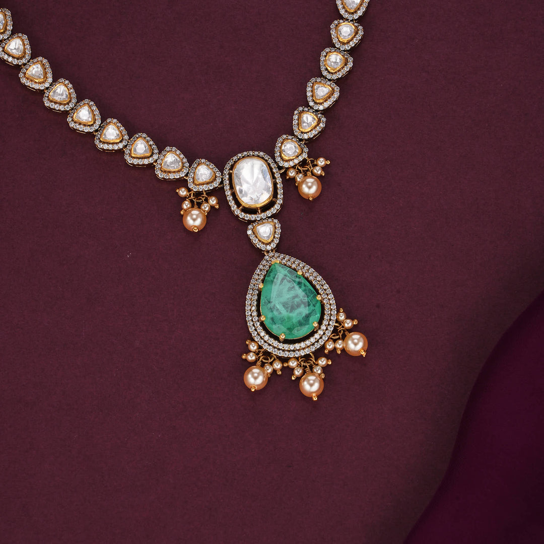Glowing Verdant Moissanite Short Necklace Set