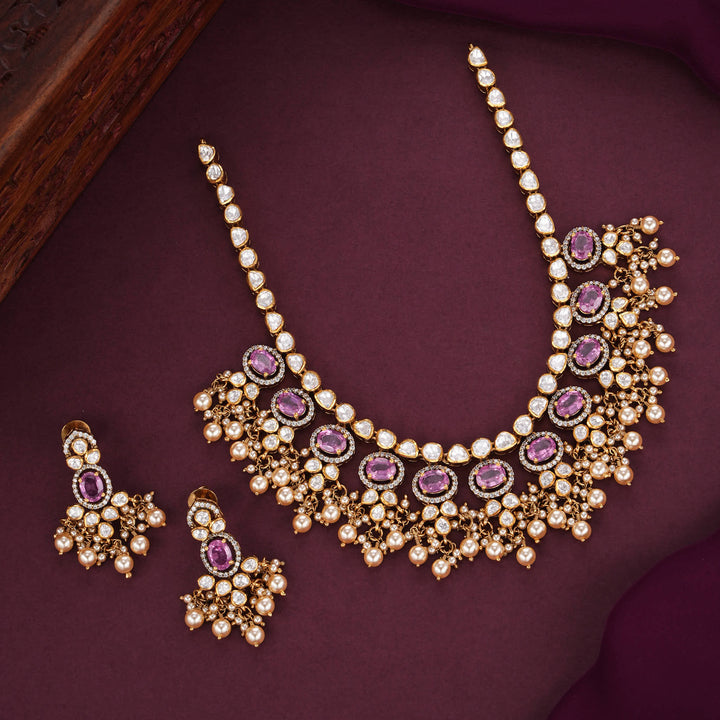 Majestic Look Moissanite Short Necklace Set