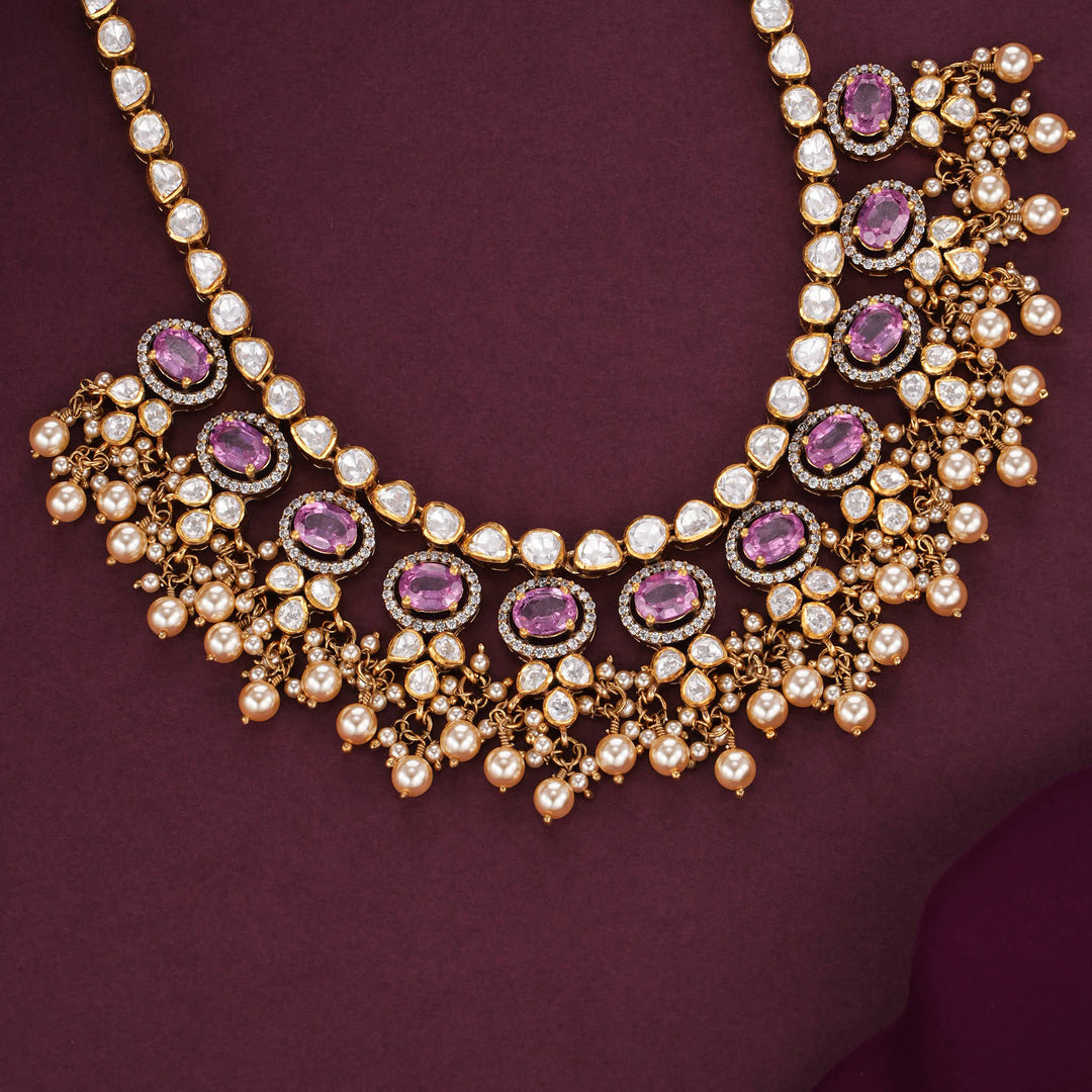 Majestic Look Moissanite Short Necklace Set