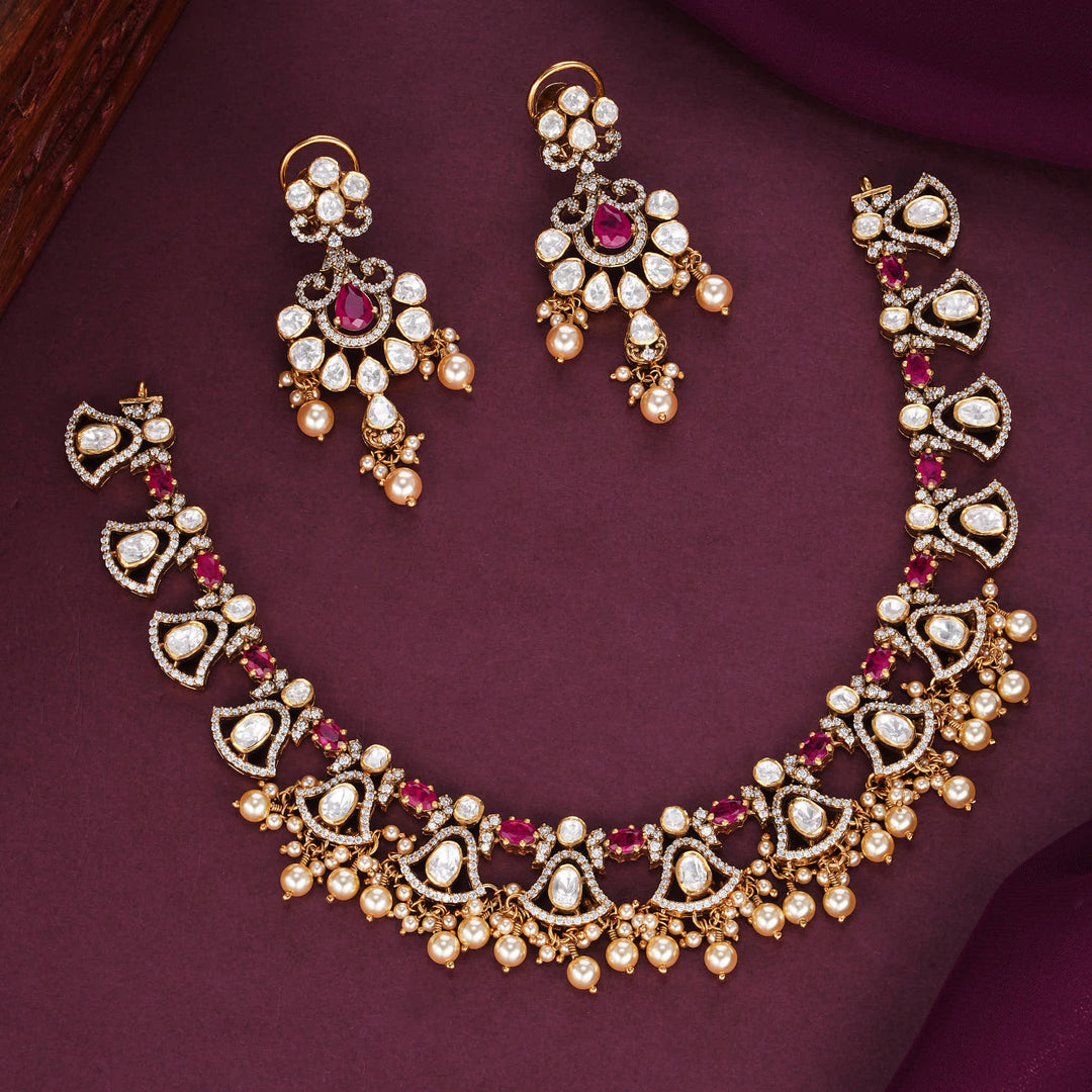 Vershikaa Moissanite Short Necklace Set