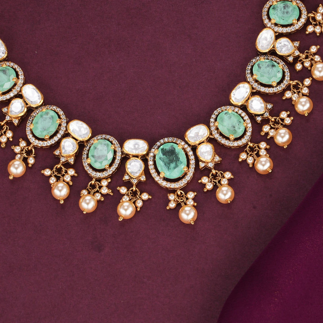 Glam Glory Moissanite Short Necklace Set