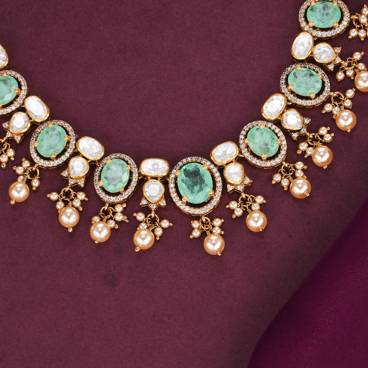 Glam Glory Moissanite Short Necklace Set