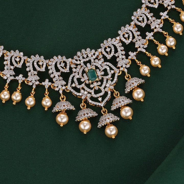 Most Loved  Diamond Design Short Necklace Set