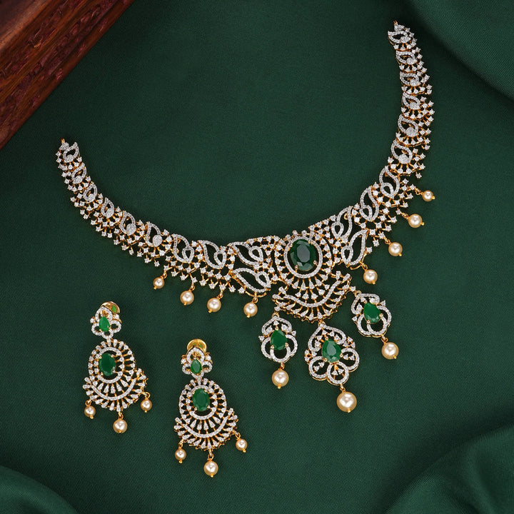 Diana Dazzle Diamond Design Short Necklace Set