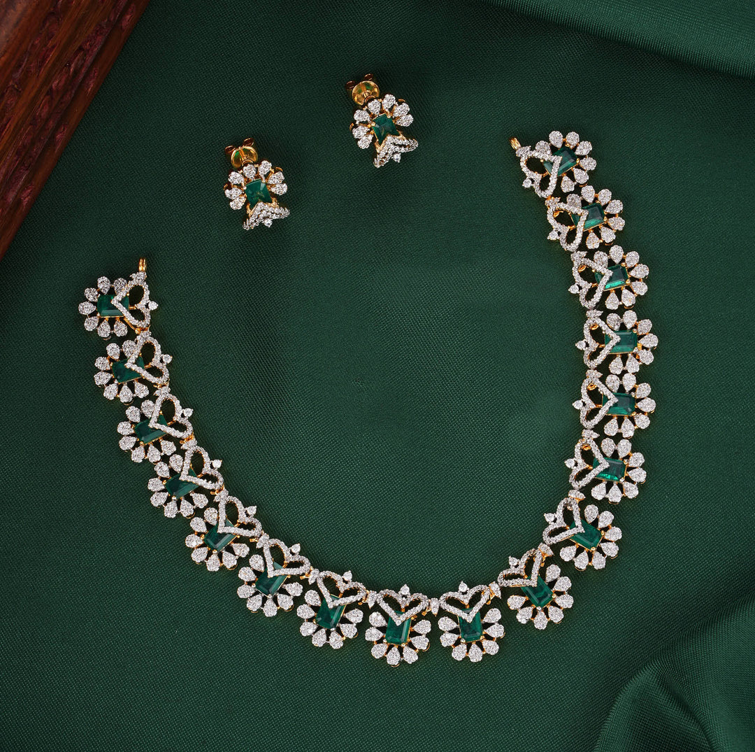 Dreamy Diamond Design Short Necklace Set