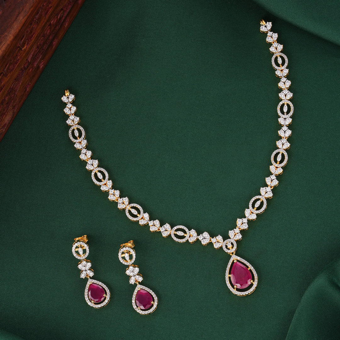 Treasure Diamond Design Short Necklace Set