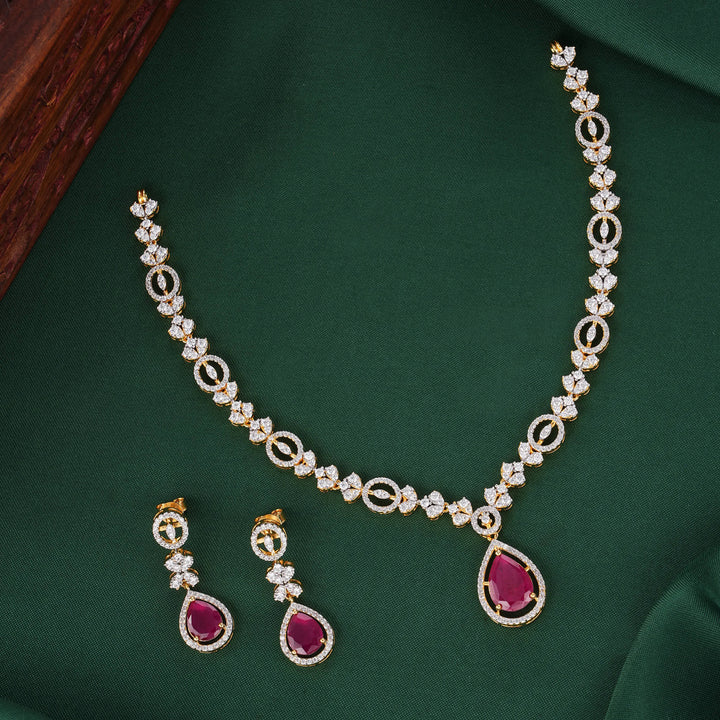 Treasure Diamond Design Short Necklace Set