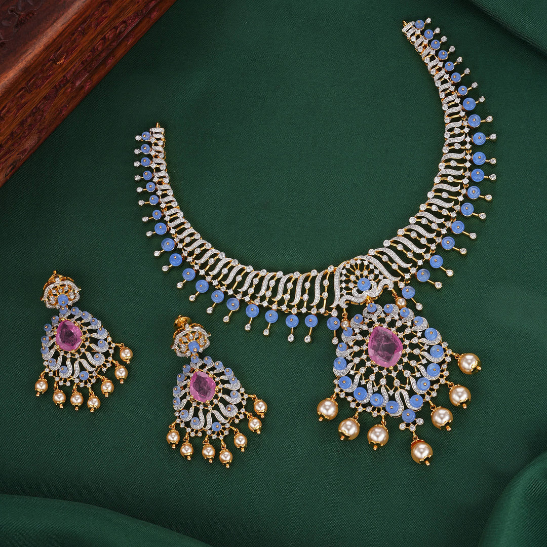 Majesty Diamond Design Short Necklace Set