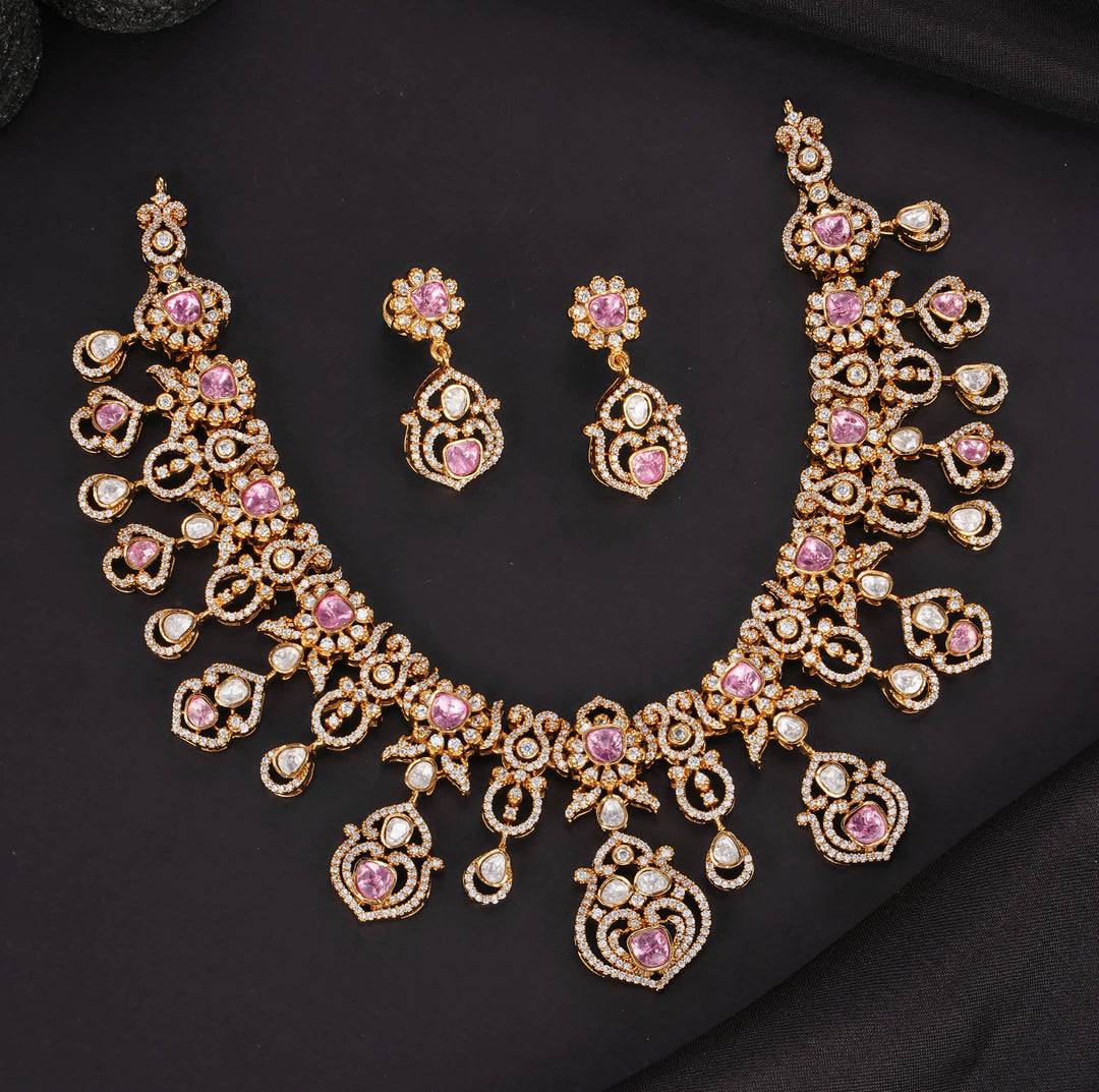 Camellia Pink Victorian Short Necklace Set